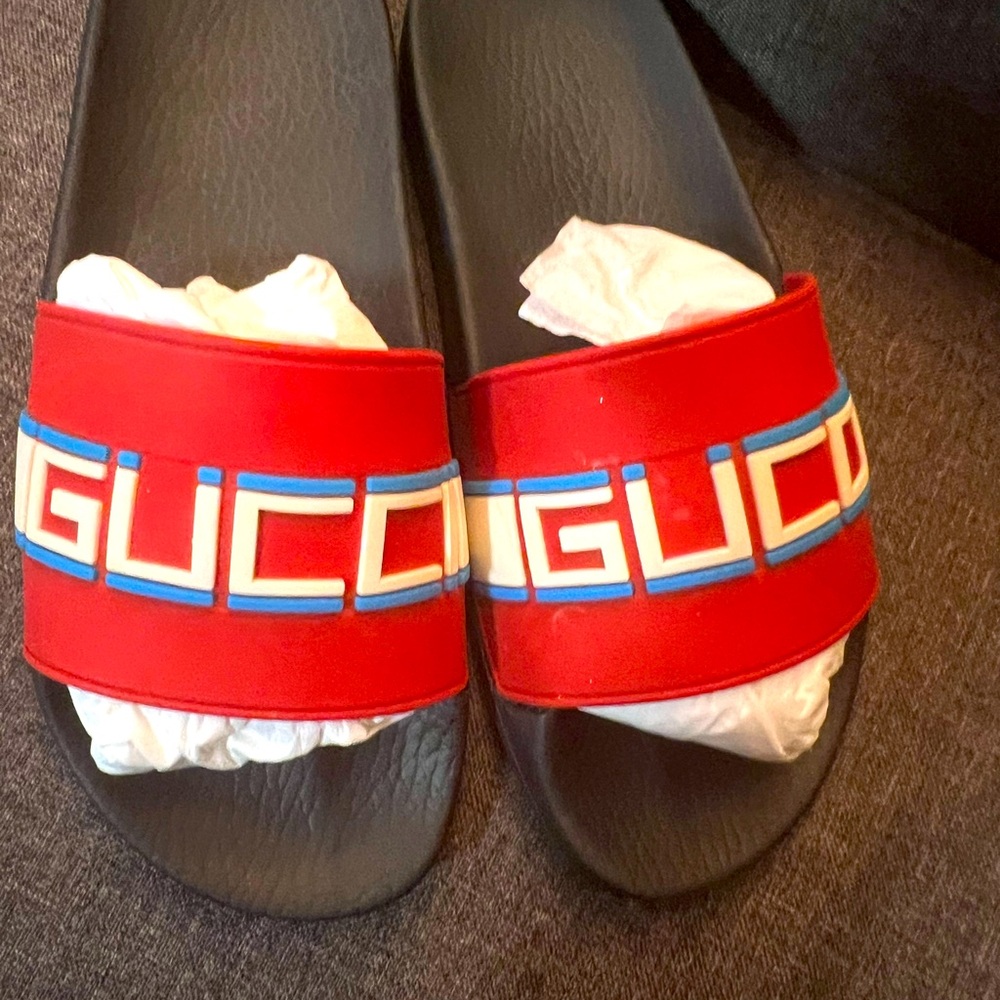 Gucci - Authentic- rubber st nastro gucci sport Poppy Azure -ECR size 37